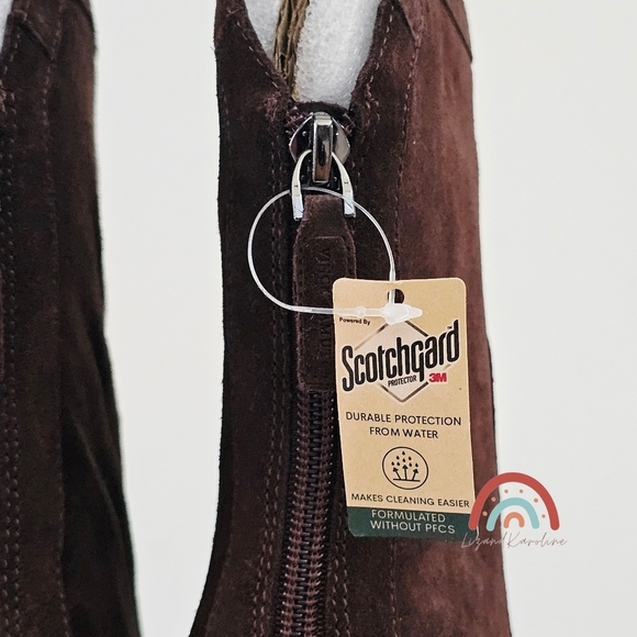 New! Vince Camuto Kortimy Leather Suede Brown Chunky Heel Mid-Shaft Boots - Picture 10 of 15